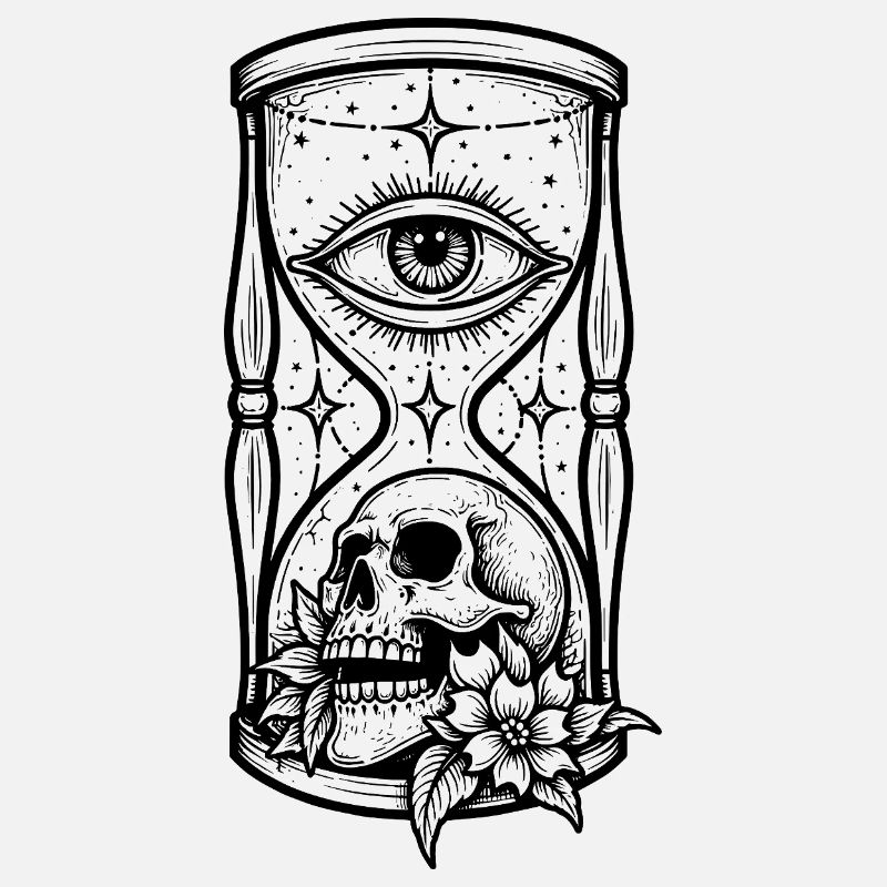 Stundenglas-Schädel-Augen-Spook-Tattoo
