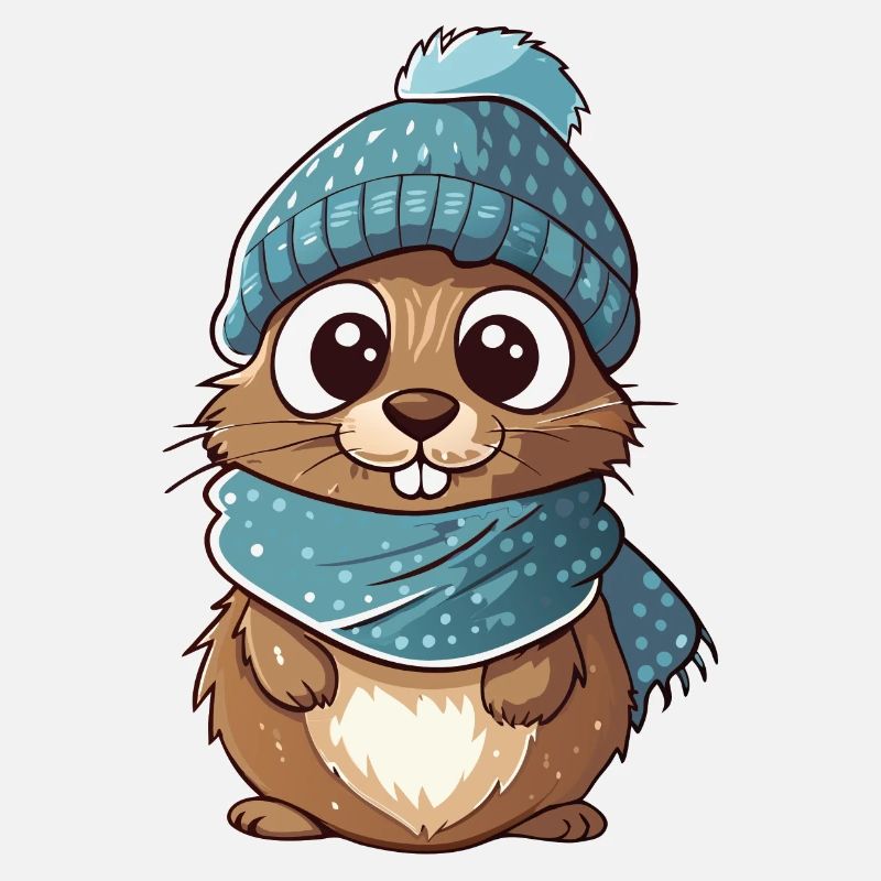 Cute gopher with scarf and bobble hat.