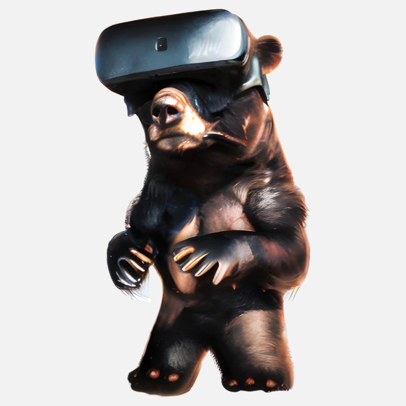 Bär mit Virtual Reality Headset