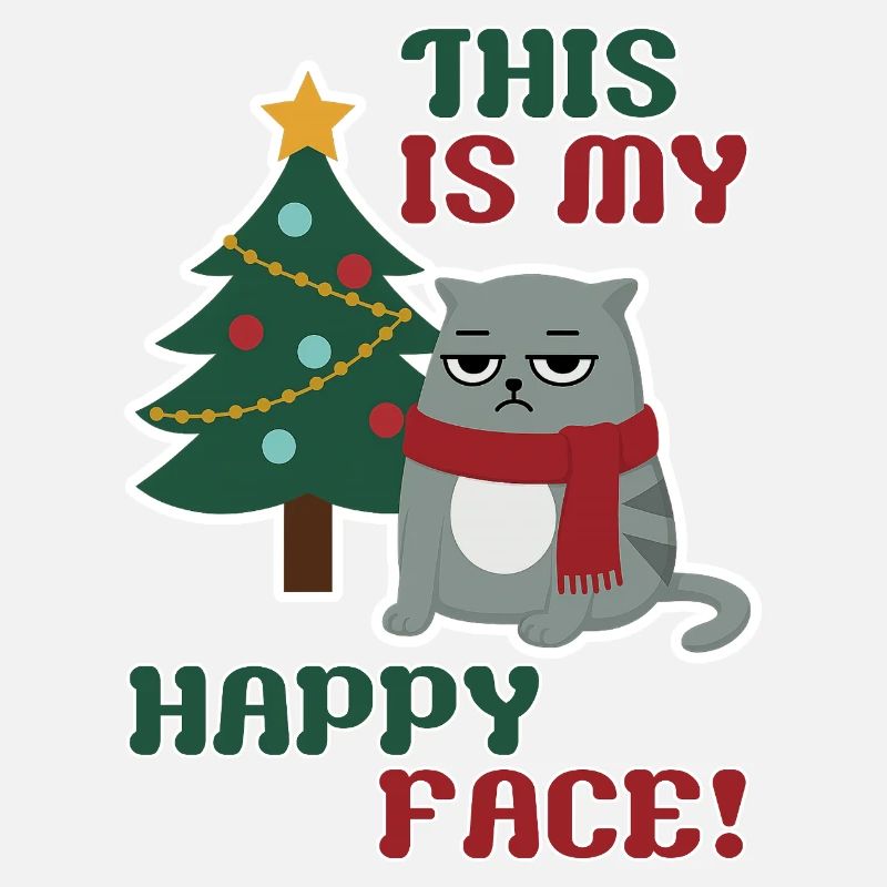 Cat Grumpy Christmas , this is my Happy Face
