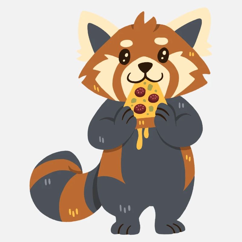 Red Panda with Pizza