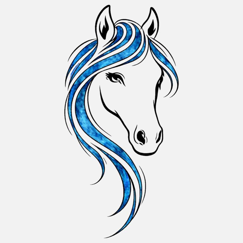 Horse Lineart Blue – Design élégant du cavalier