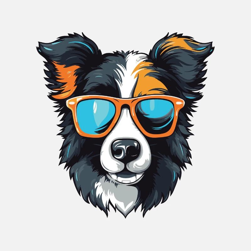 Border Collie Dog Head Cool