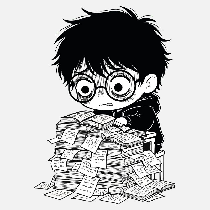 Student Burnout Sticker Books Black and White