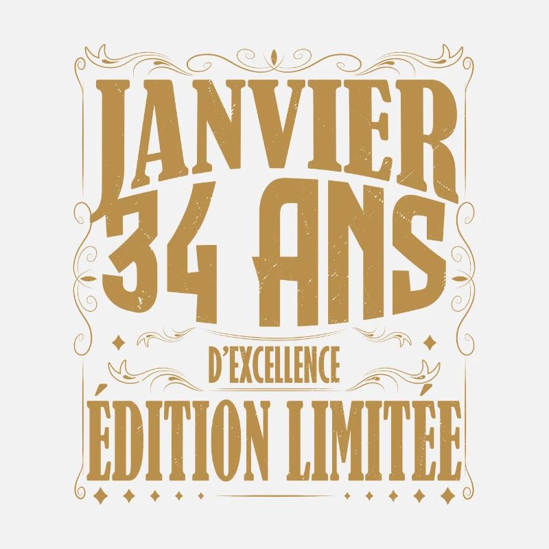 Janvier 34 ans. Cadeau 34 ans janvier anniversaire