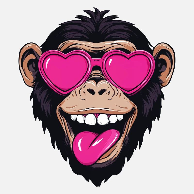 Crazy Gorilla Monkey avec des lunettes de soleil en forme de cœur :)