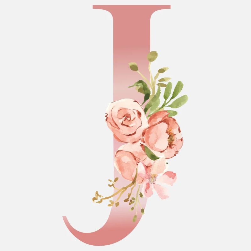 Monogramme J florale aquarelle