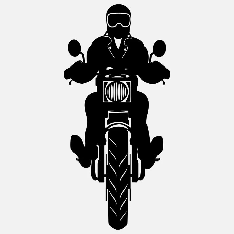Motorcycle with motorcyclist front view