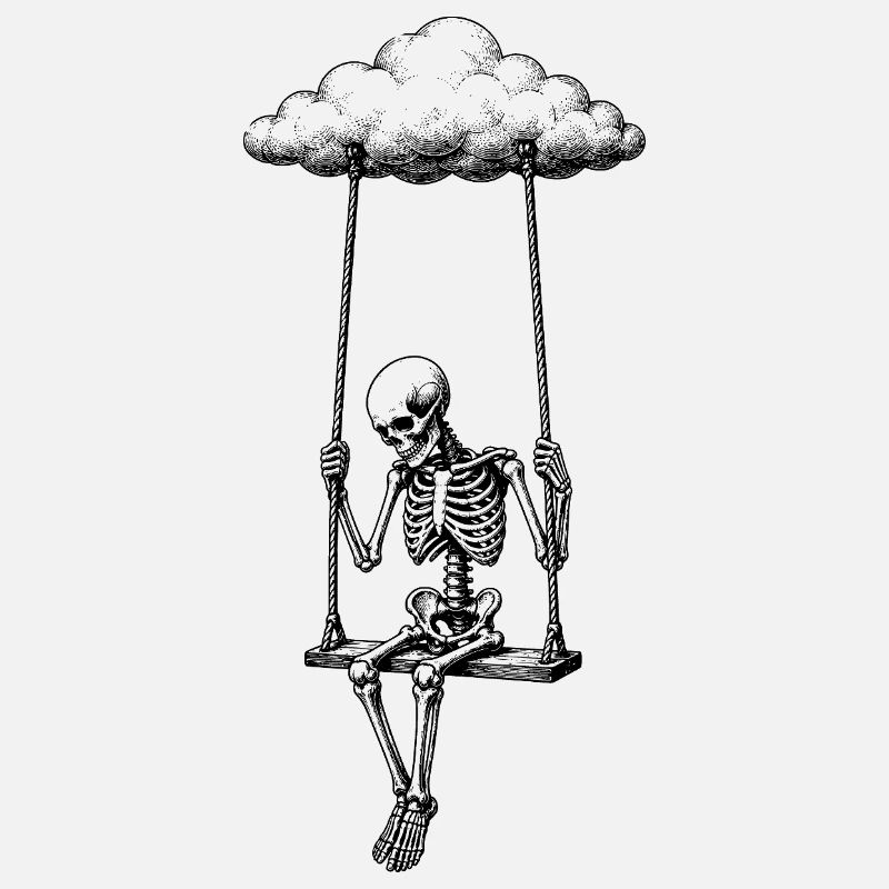 Skeleton on cloud swing motif