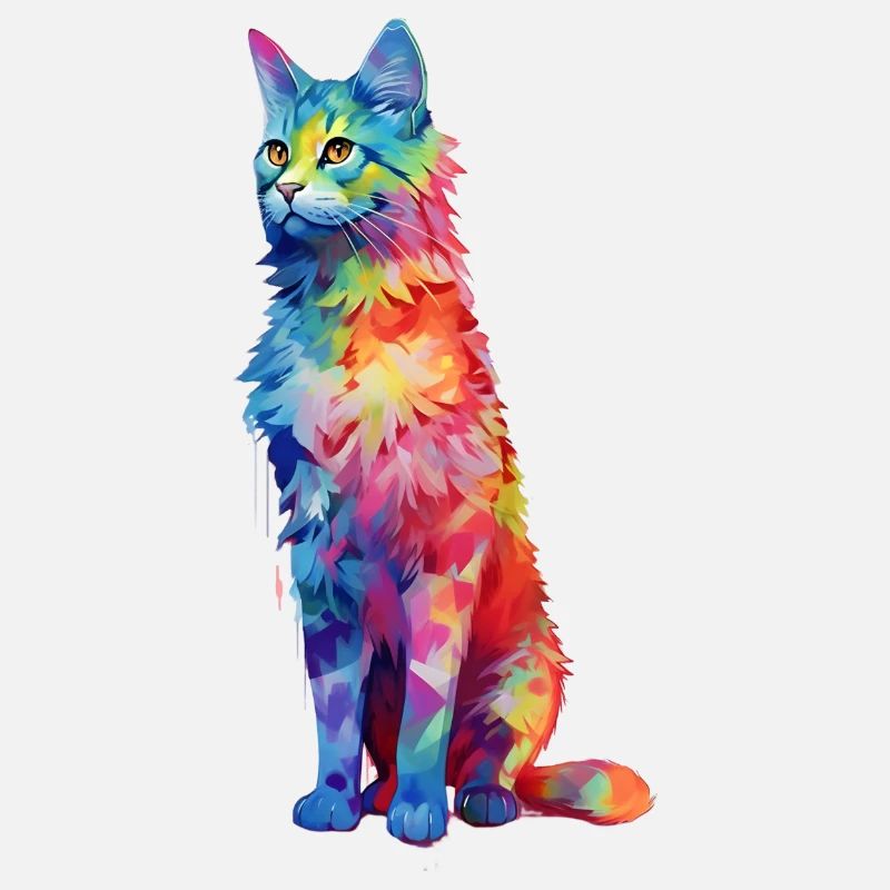Beau chat coloré dans un motif de couleur différent