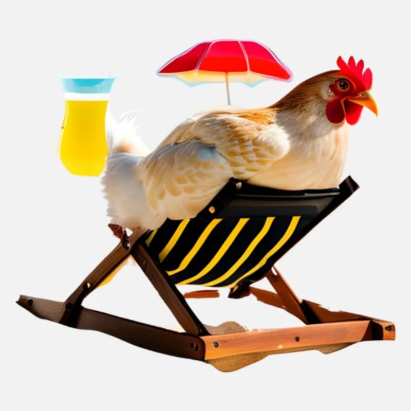Fun, chicken on the beach