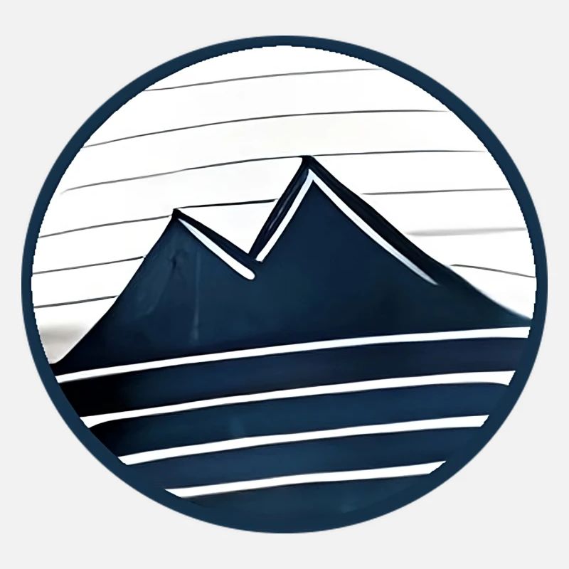 Mountain graphic drawn blue with stripes