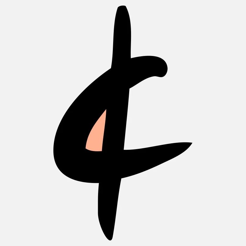 Cent symbol, euro cent drawing, colored.