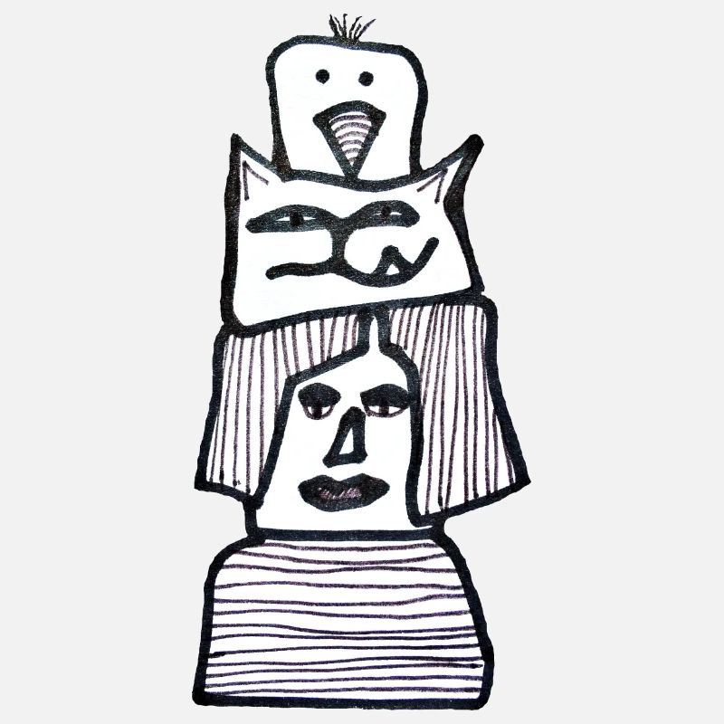 Dessin noir et blanc avec la gueule de bois oiseau
