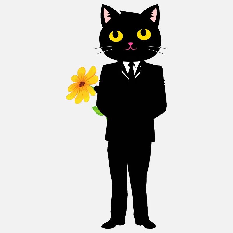 Chat élégant en costume avec une fleur