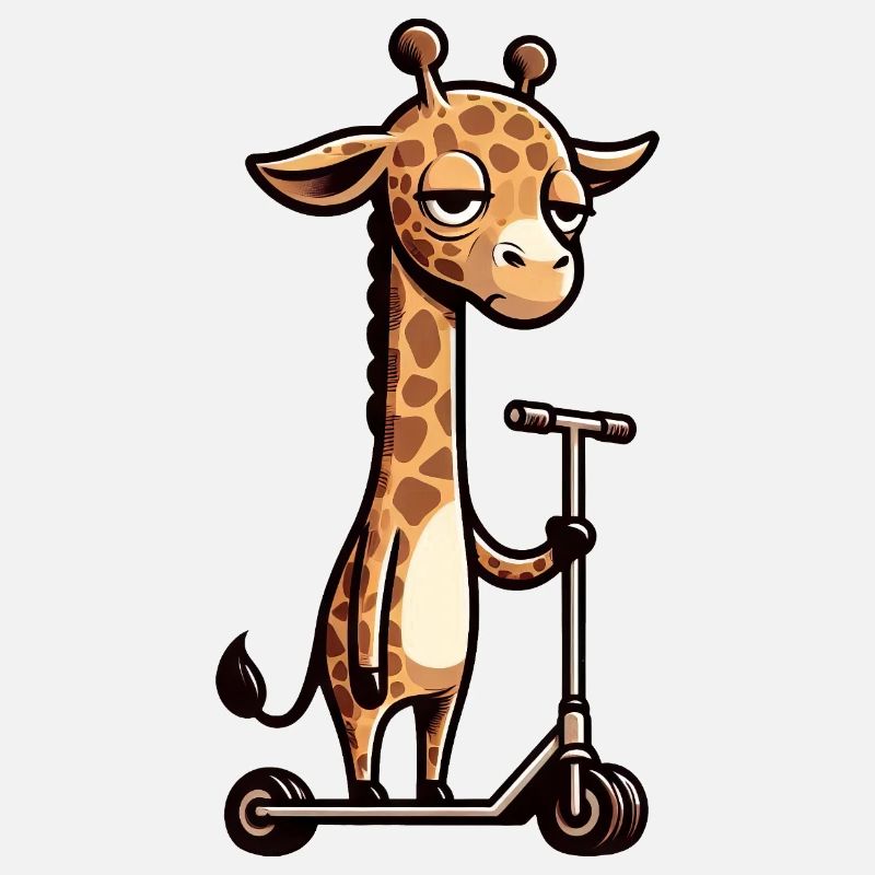 Grumpy Giraffe on Roller Comic Fun