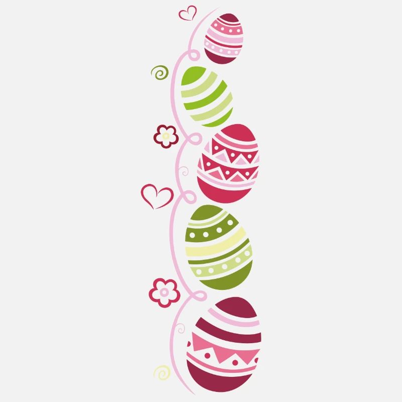 Colorful easter eggs with flowers and hearts.