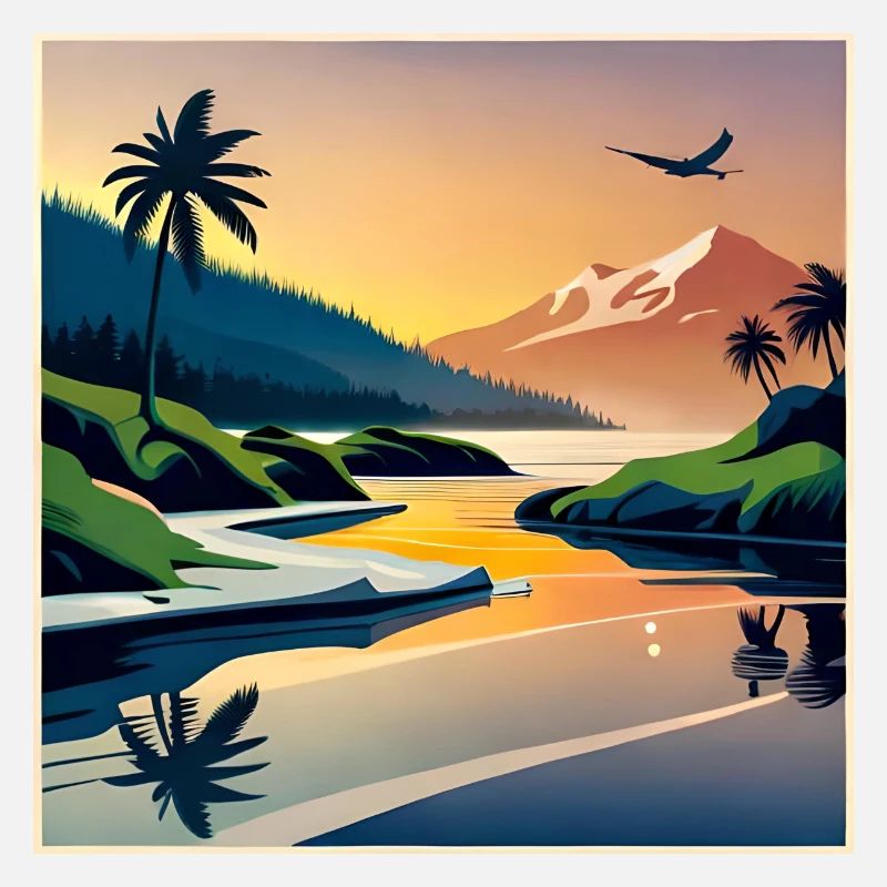 Paysage chaleureux dessiné