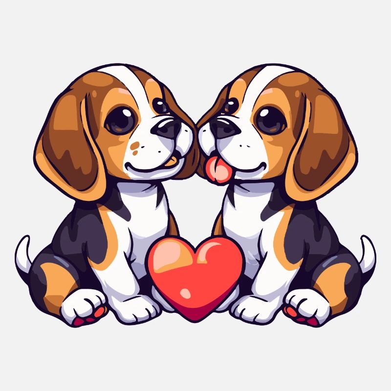 Beagle Hunde Paar Liebe Valentinstag