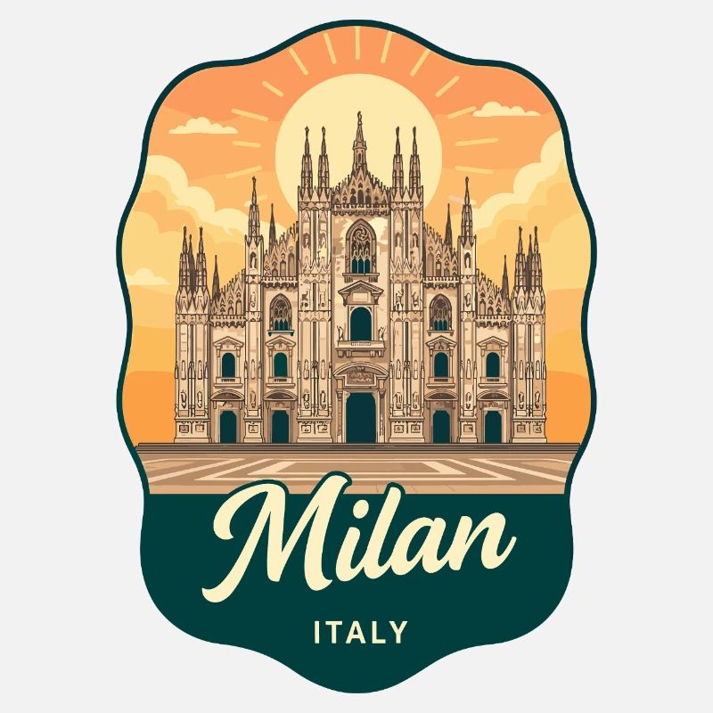 Milan Duomo Retro Sunset Reiseabzeichen