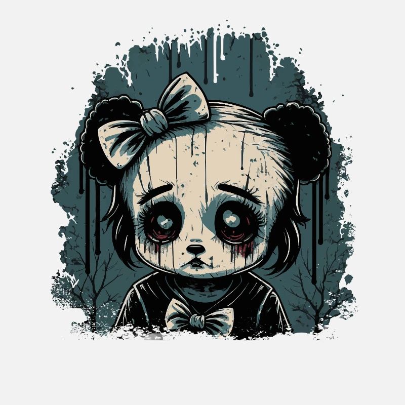 Trauriges Gothic Panda Mädchen