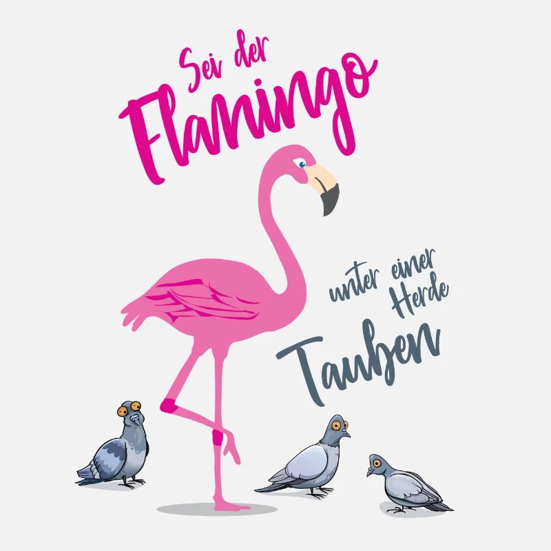 Sei der Flamingo unter einer Herde Tauben