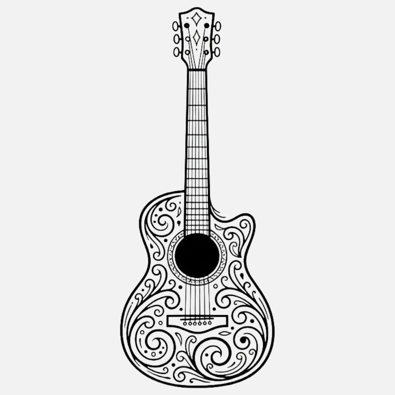 Ornament Guitar Pattern Illustration