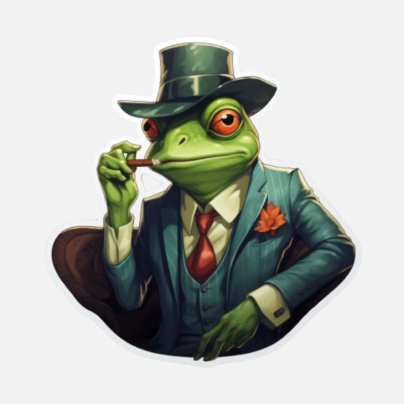 mafioso frog holding a cigarette