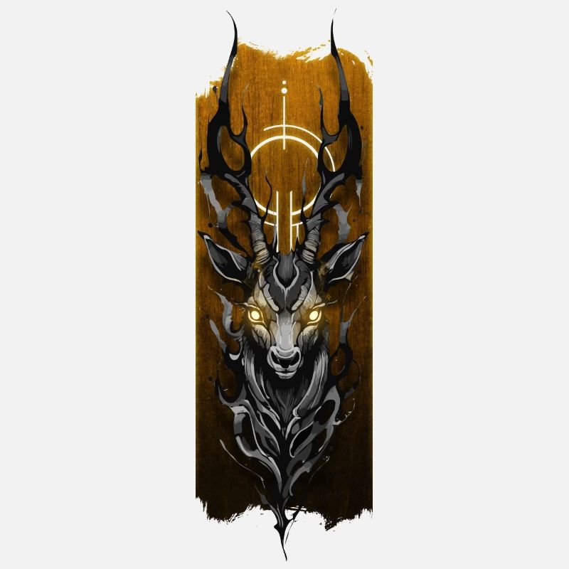 Antelope Head Tattoo Design with Glowing Eyes