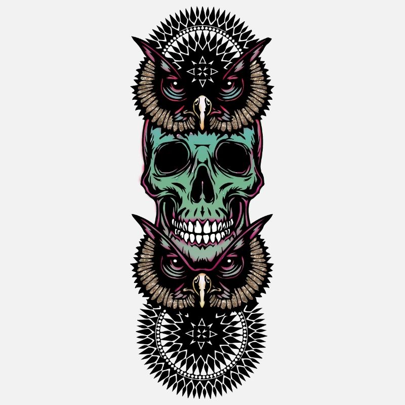 Totenkopf mit Eule