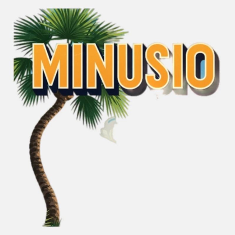 Tropical palm tree with Minusio lettering