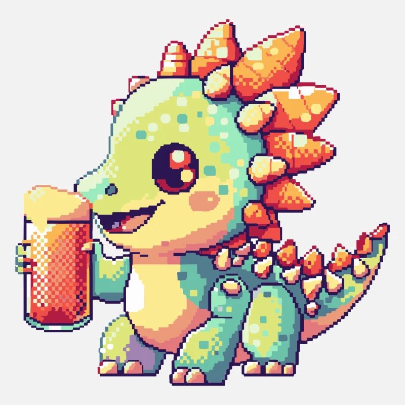 Dinosaur Stegosaurus Beer Pixel