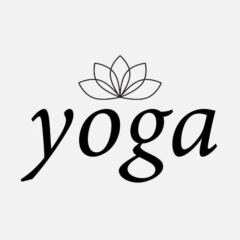 Yoga und Lotusblume – schwarzer Text