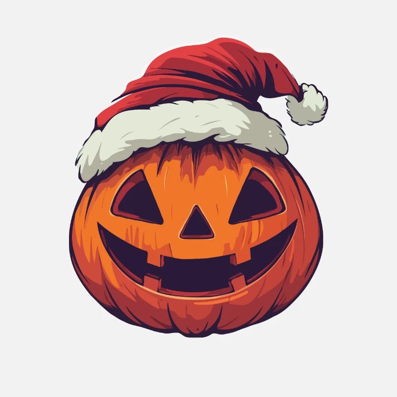 Halloween Gift Pumpkin with Santa Hat Decoration