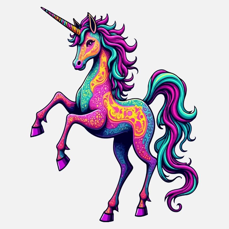 Psychedelisches Neon-Einhorn – Buntes Fantasy-Pferd