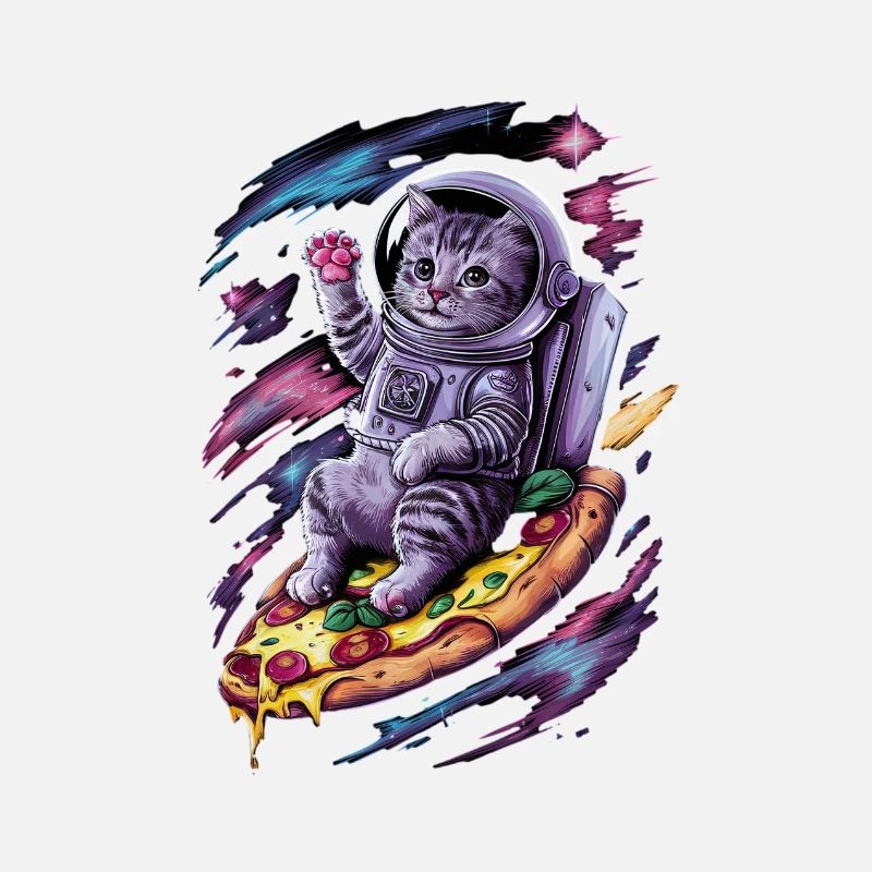 Cat Galaxy On Pizza Flight Space Adventure