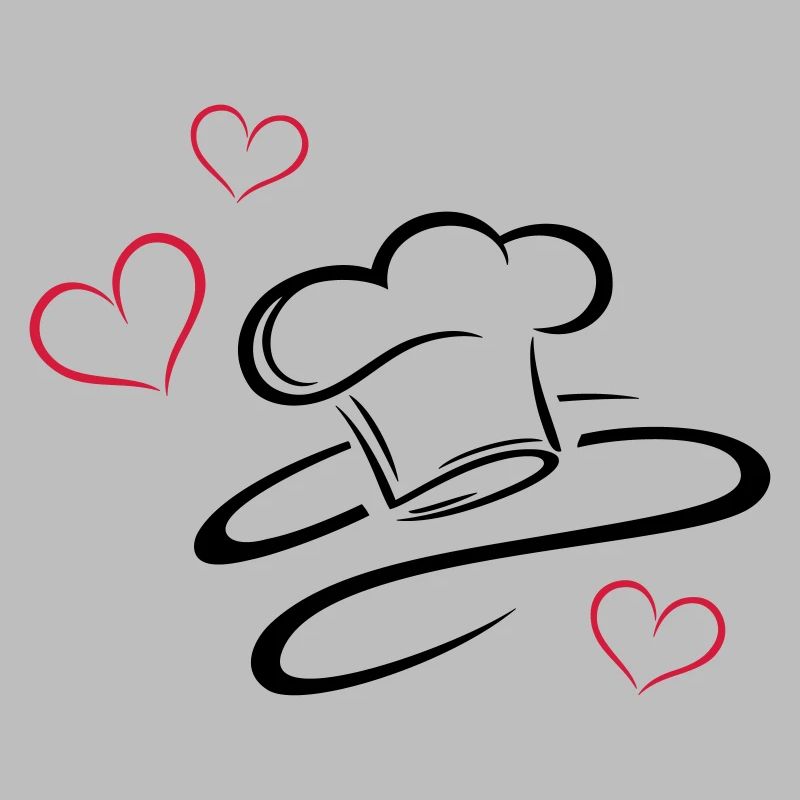 Cook, logo, chef hat with three hearts.