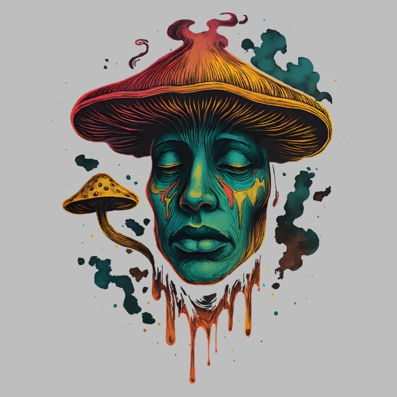 Visage de champignon psychédélique Design surréaliste