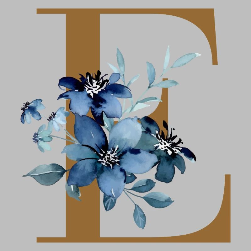 Florales E – Goldener Buchstabe mit Blüten