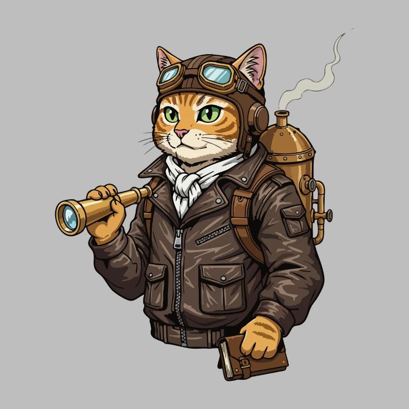 Cat Aviator Steampunk Explorer Curiosity