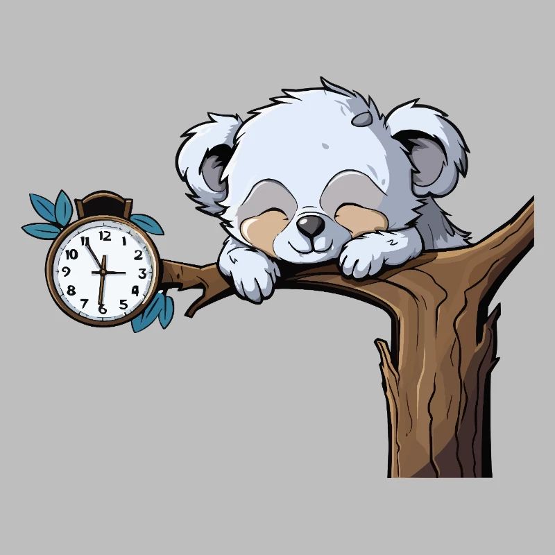 Sleeping koala on the clock branch