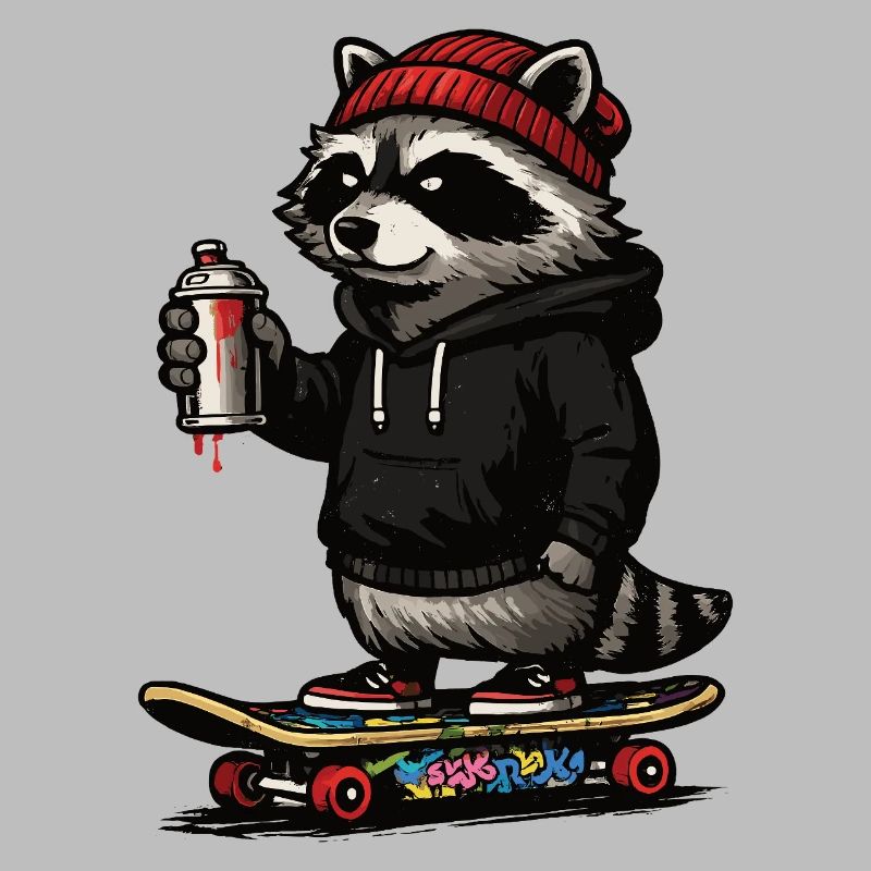 Waschbär Skate Graffiti