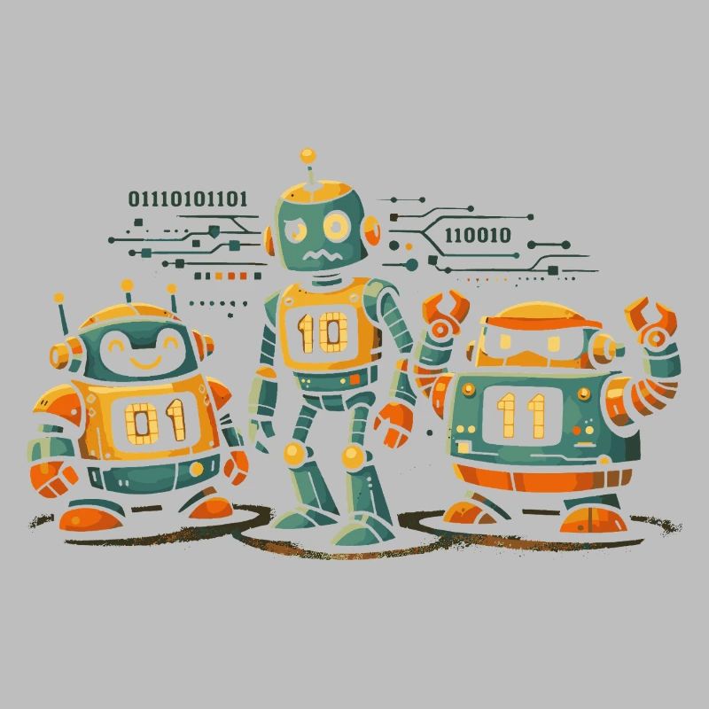Robots Geek Code Binaire Informatique IT