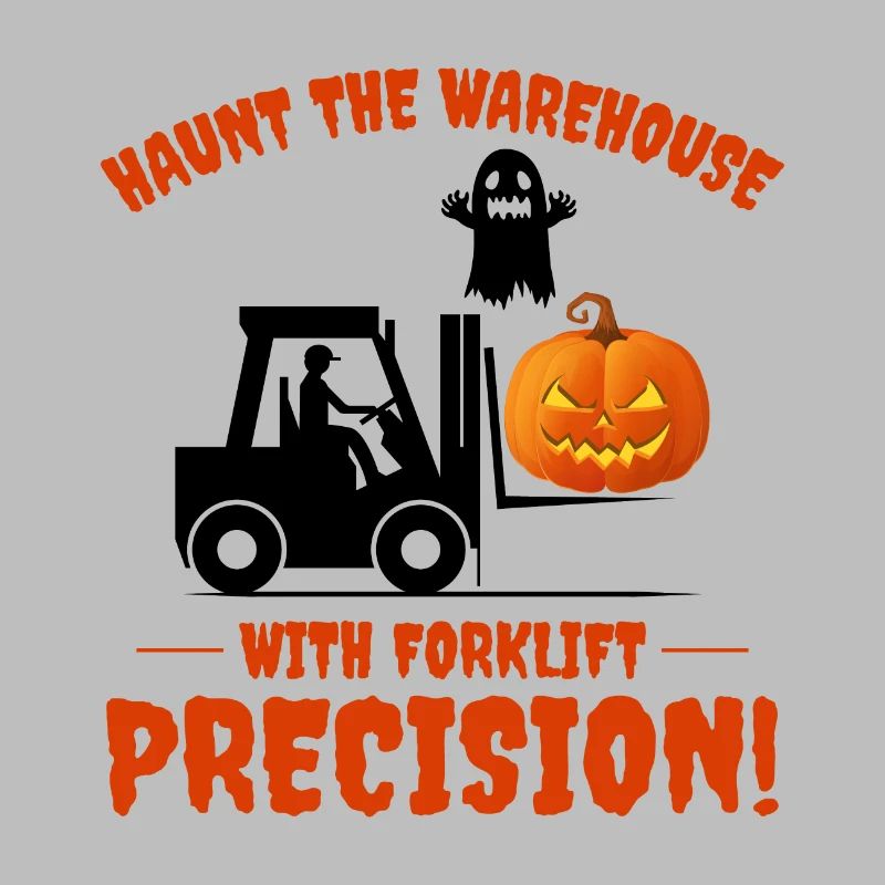 Halloween Ghost Forklift Operator Pumpkin Funny