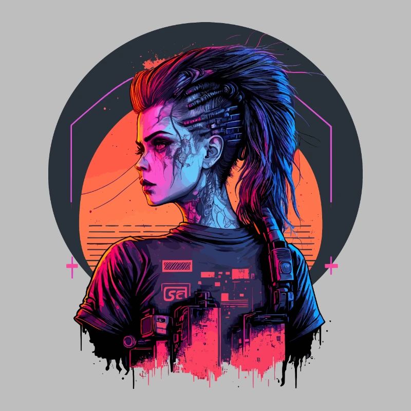 Dessin à couper le souffle d’une cyber-dame