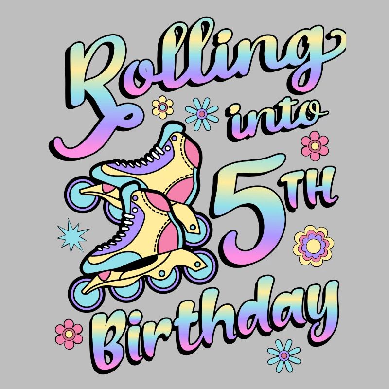 Rolling Into 5th Birthday Roller Skater Inline