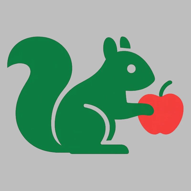 Grünes Eichhörnchen mit Apfel
