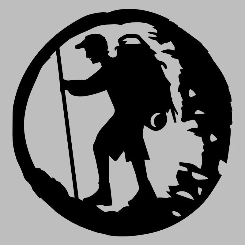 A hiker with backpack and trekking pole