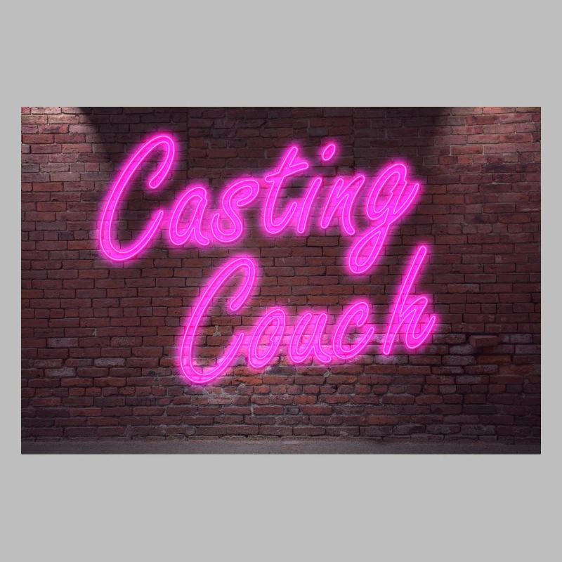 Néon lettrage Casting Couch sur le mur de briques