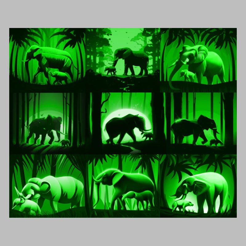 Elephant Pattern Design - Green